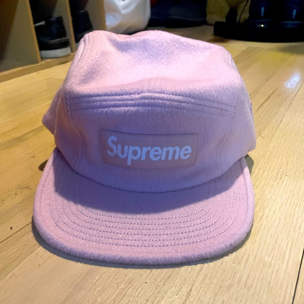 Supreme pink panel 5 logo box hat